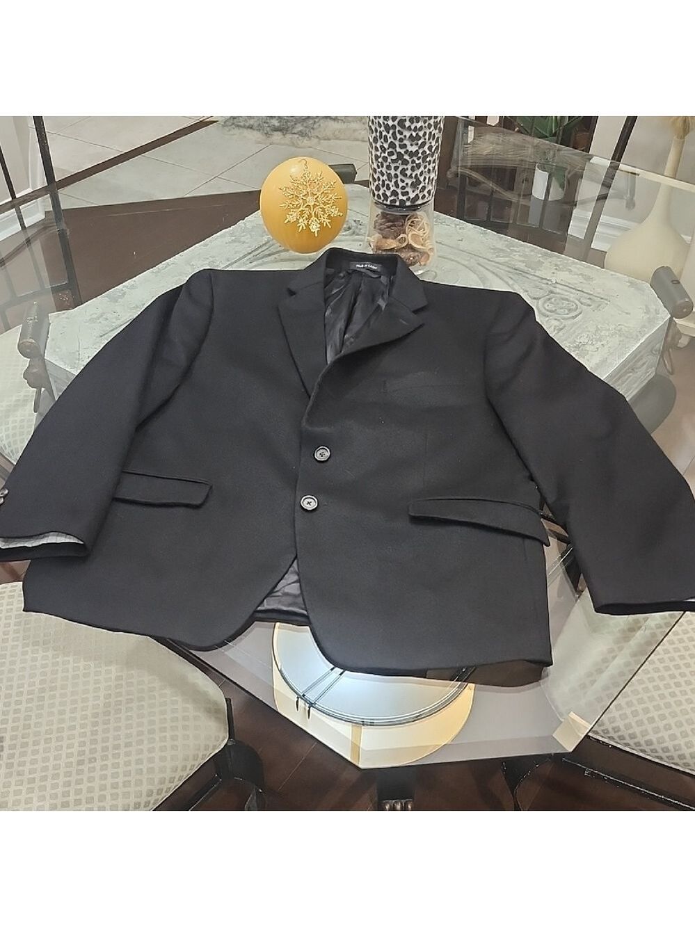 Boulevard Club Men's Luxury Cashmere Classic Black Blazer Sportscoat 44 S